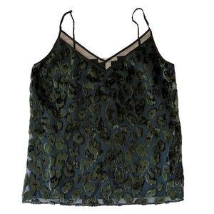 Boss by Hugo Boss Blouse Camisole Green Velvet V Neck Spaghetti Strap Party Top